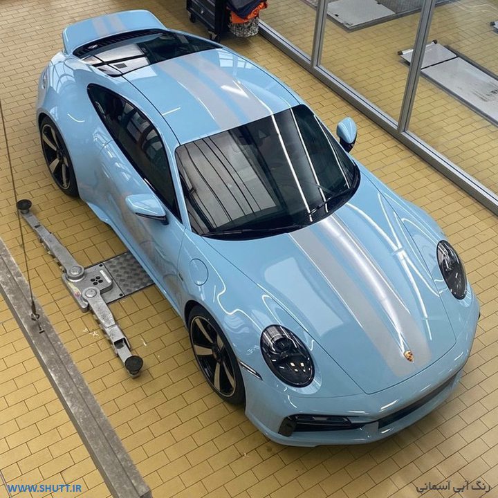 پورشه آبی آسمانی